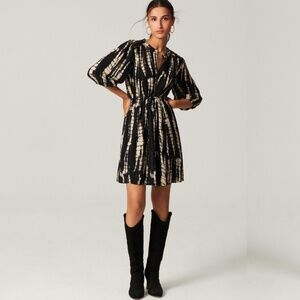 NWT $330 Ba&Sh Kenya Tie-Die Shirtdress in Noir Black in size 1 / Small!